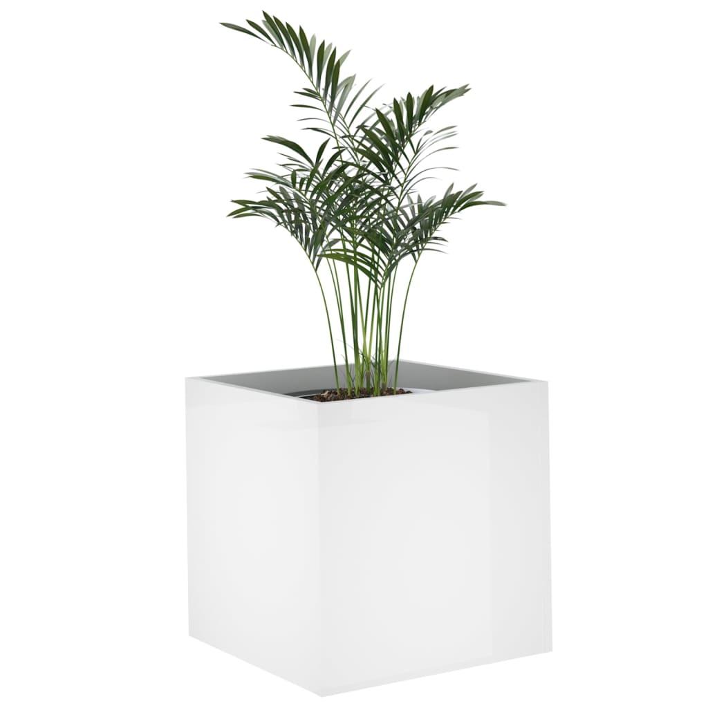Jardinera De Madera De Ingeniería Blanca Brillante 40x40x40 Cm_3