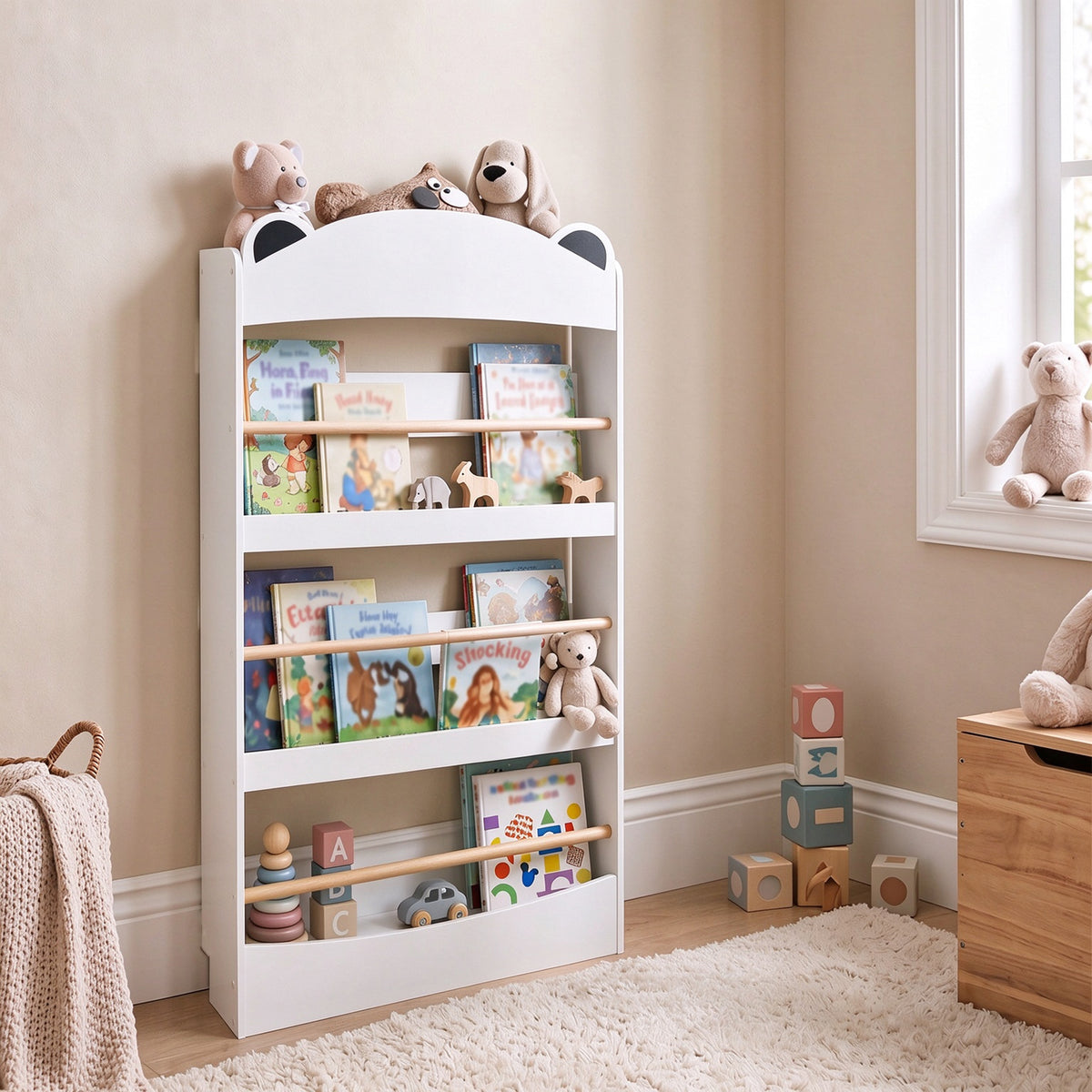 Estante Infantil Para Livros Aiyaplay Aglomerado De Madeira, Mdf Branco_3