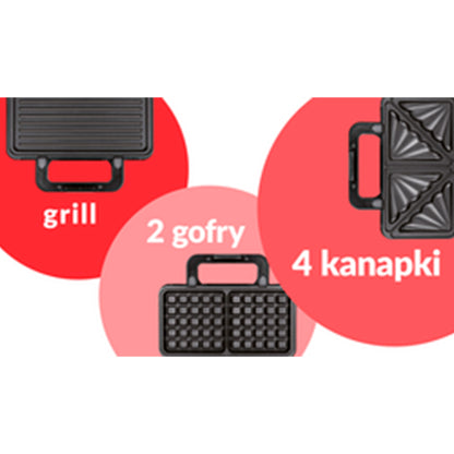Sandwichera 3 En 1, Gofrera Belga, Grill-plancha, Bandejas Intercambiables, Placas Antiadherentes Mpm Mop-43m 1000w_4