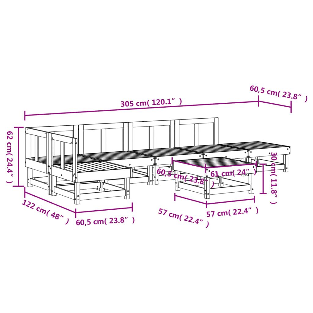 Vidaxl Juego De Muebles De Jardín 7 Piezas Madera Maciza De Pino Gris_2