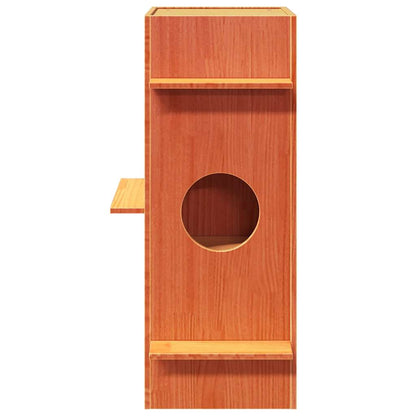 Casa Para Gatos Cera Marrón 43x43x90 Cm Madera Maciza Pino_2