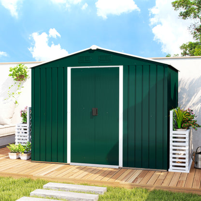 Outsunny Caseta De Jardín 3,6m² 236x174x190 Cm Con Puertas Correderas 4 Ventanas_3