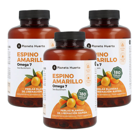 Pack 3x Omega 7 Espino Amarillo Planeta Huerto 180 Perlas