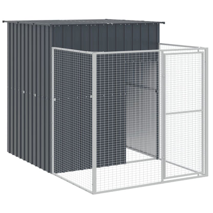 Caseta Perros Con Corral Acero Galvanizado Gris 165x659x181 Cm_5