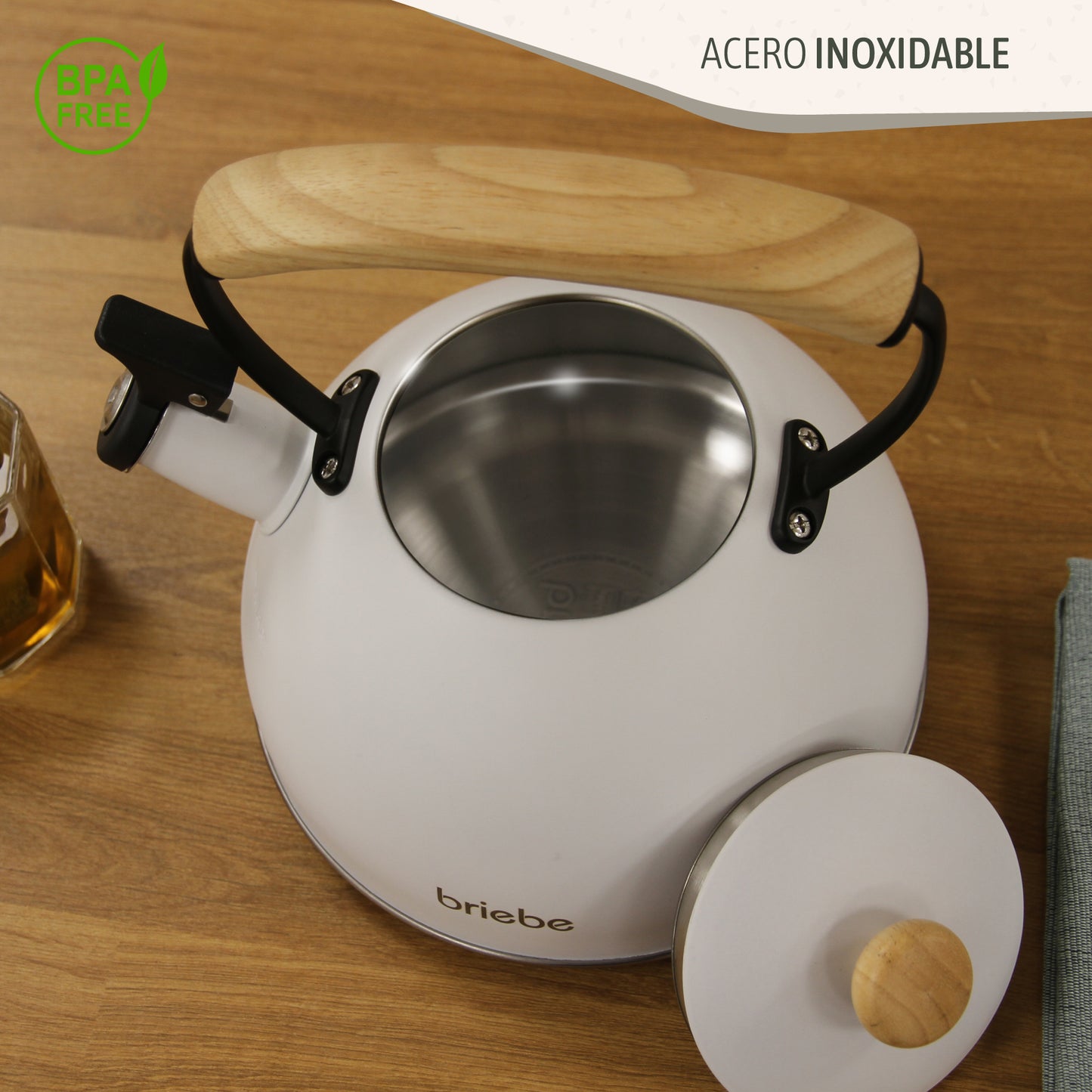 Briebe Nordic Set Tostadora Pan Ranura Ancha 2 Rebanadas + Tetera 2,3l Acero Inox,inducción Libre Bpa,skt1177wht,blanco_5