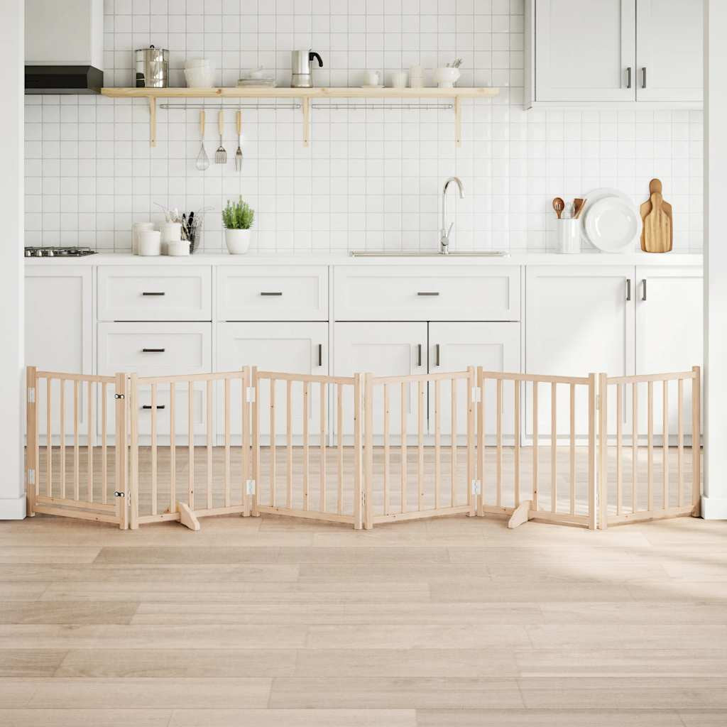 Vidaxl Puerta Para Perros Plegable 6 Paneles Madera De Álamo 300 Cm_1