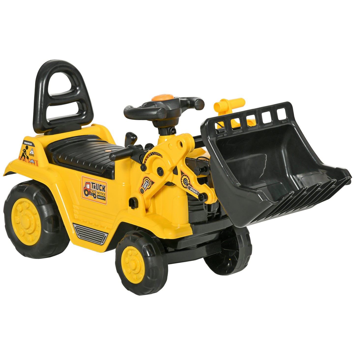 Homcom Tractor Sin Pedales Para Niños De 18 A 48 Meses Con Pala Bocina Amarillo_0