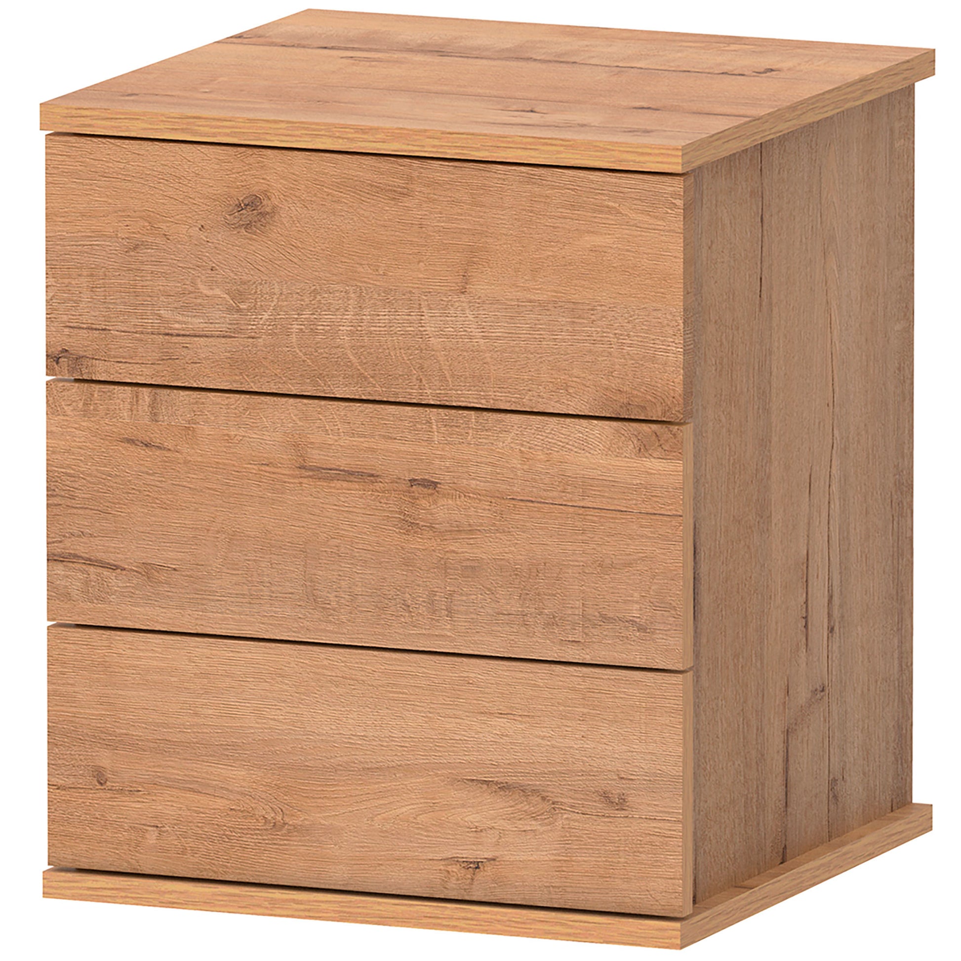 Mesita De Noche 3 Cajones, Mesilla Dormitorio Cajonera 48,5x41x40 Cm (alto X Ancho X Profundo), Briebe, Serenade, Madera