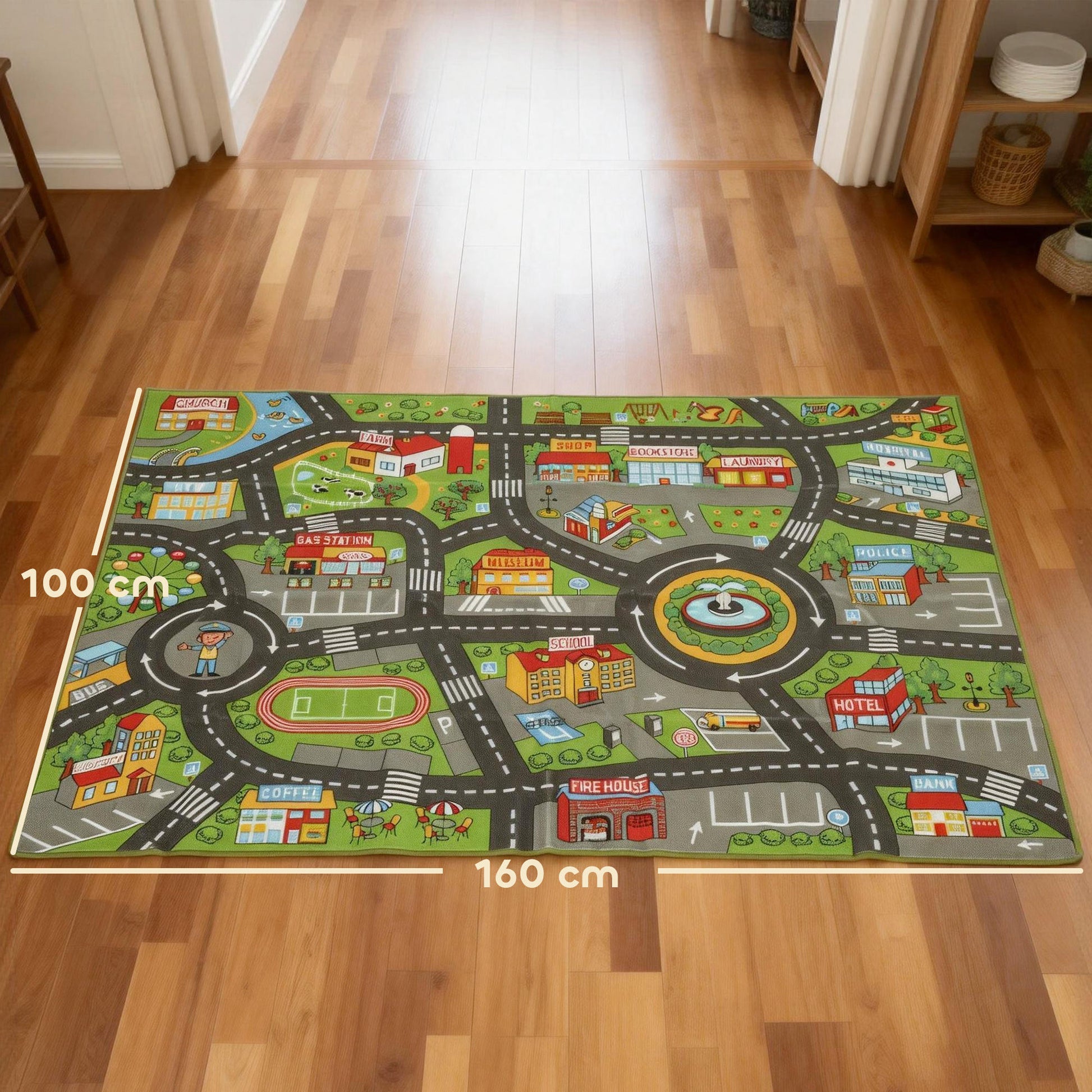 Aiyaplay Alfombra Infantil Carretera De Ciudad 160x100 Cm Antideslizante_2