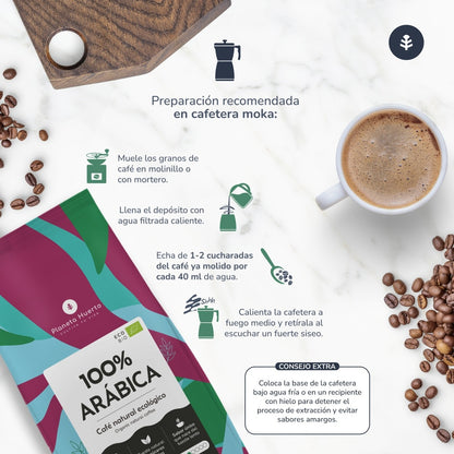 Pack 6x Café en grano Eco 100% Arábica Planeta Huerto 1 Kg