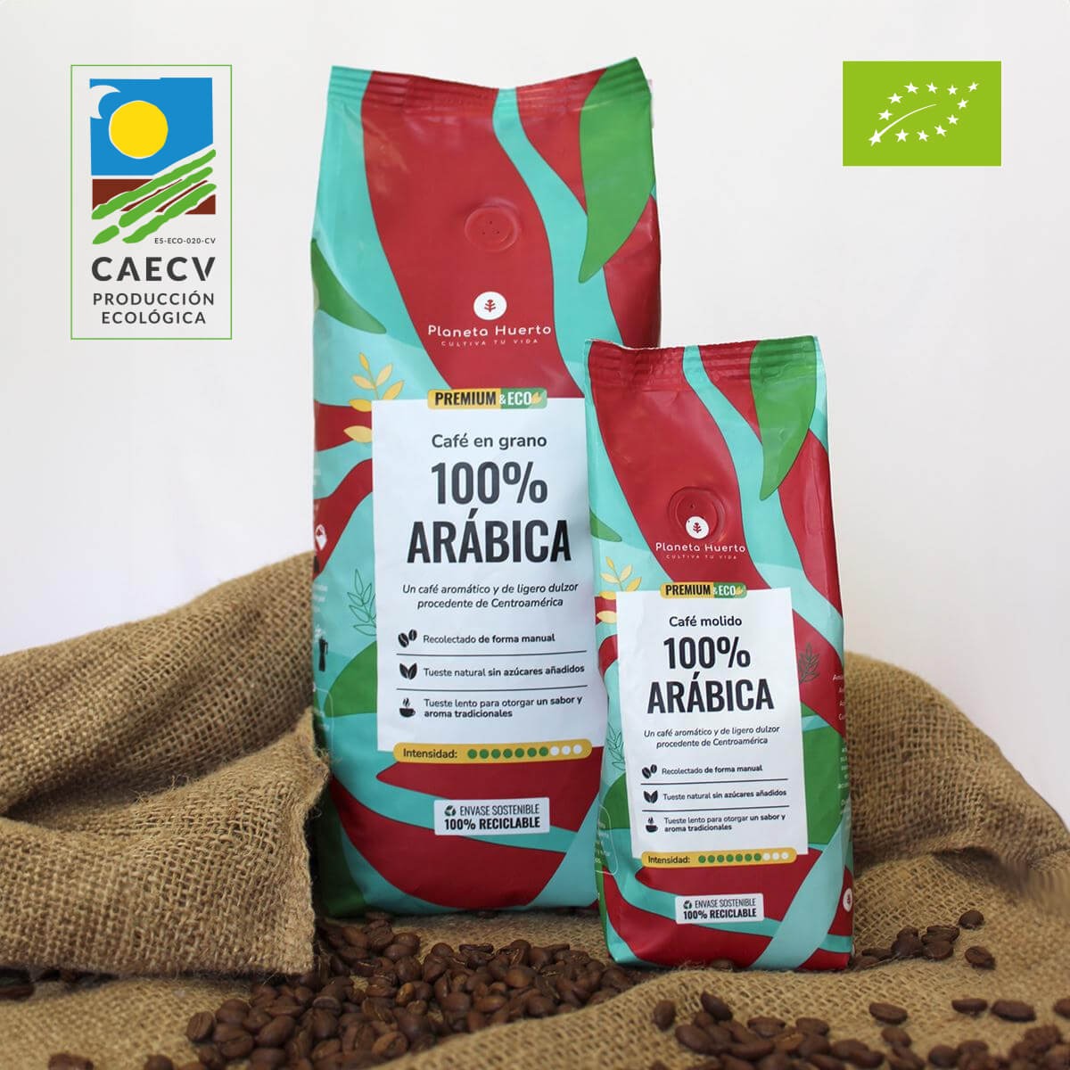 Pack 6x Café en grano Eco 100% Arábica Planeta Huerto 1 Kg