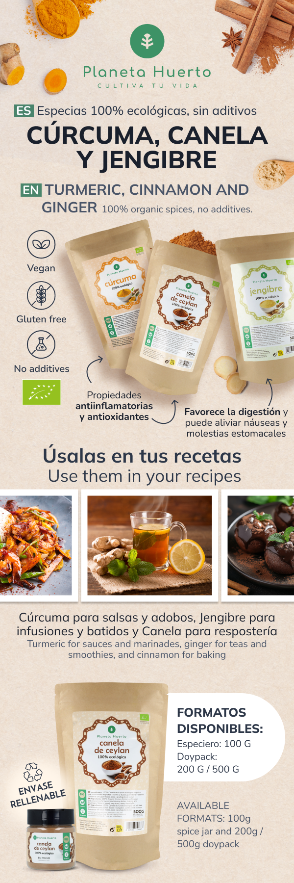 Jengibre en polvo bio ECO Planeta Huerto 100 g