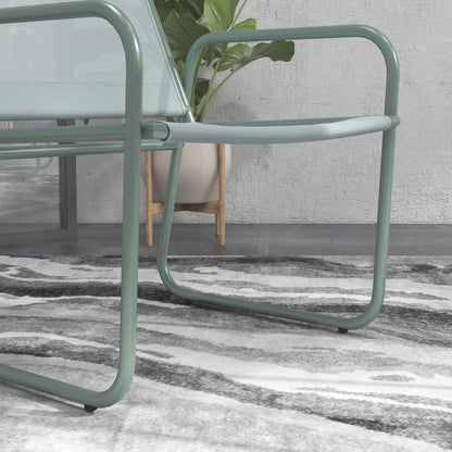 Outsunny Conjunto De Muebles De Jardín Con Marco De Acero Y Reposabrazos Verde_3