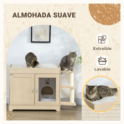 Pawhut Conjunto De 1 Arenero Para Gatos Y 1 Estante De Escalada Para Gatos_5