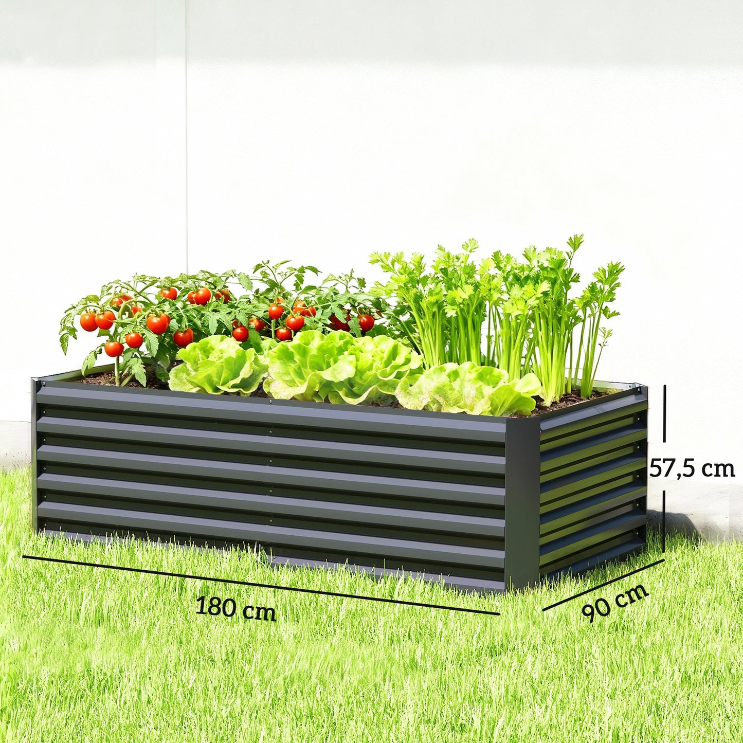 Outsunny Jardinera Exterior Grande De Acero Galvanizado Con Base Abierta Gris_2
