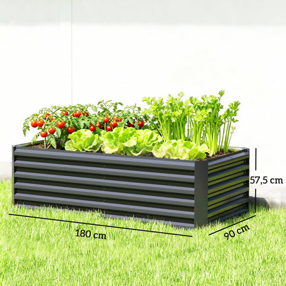Outsunny Jardinera Exterior Grande De Acero Galvanizado Con Base Abierta Gris_2