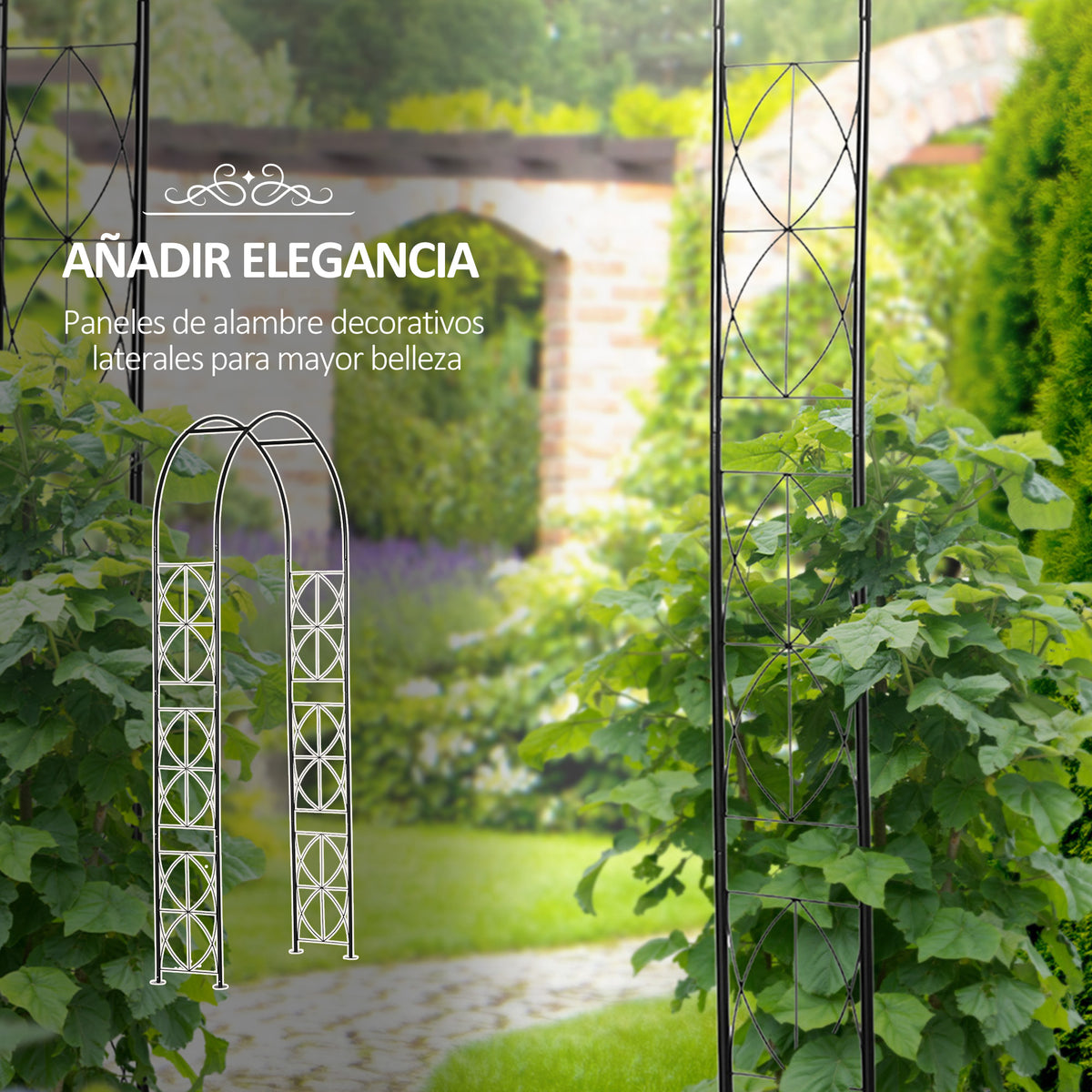 Arco De Jardín Outsunny Metal Negro 114x30x30 Cm_5