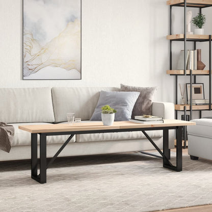 Mesa De Centro Marco O Madera Maciza Pino Y Acero 160x40x45,5cm_1