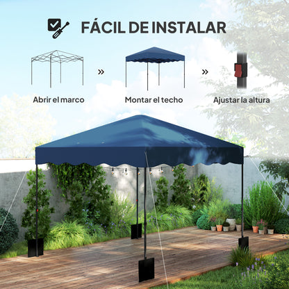 Outsunny Carpa Plegable Pop-up Gazebo 3x3 M Con Protección Uv 50+ Azul Oscuro_3