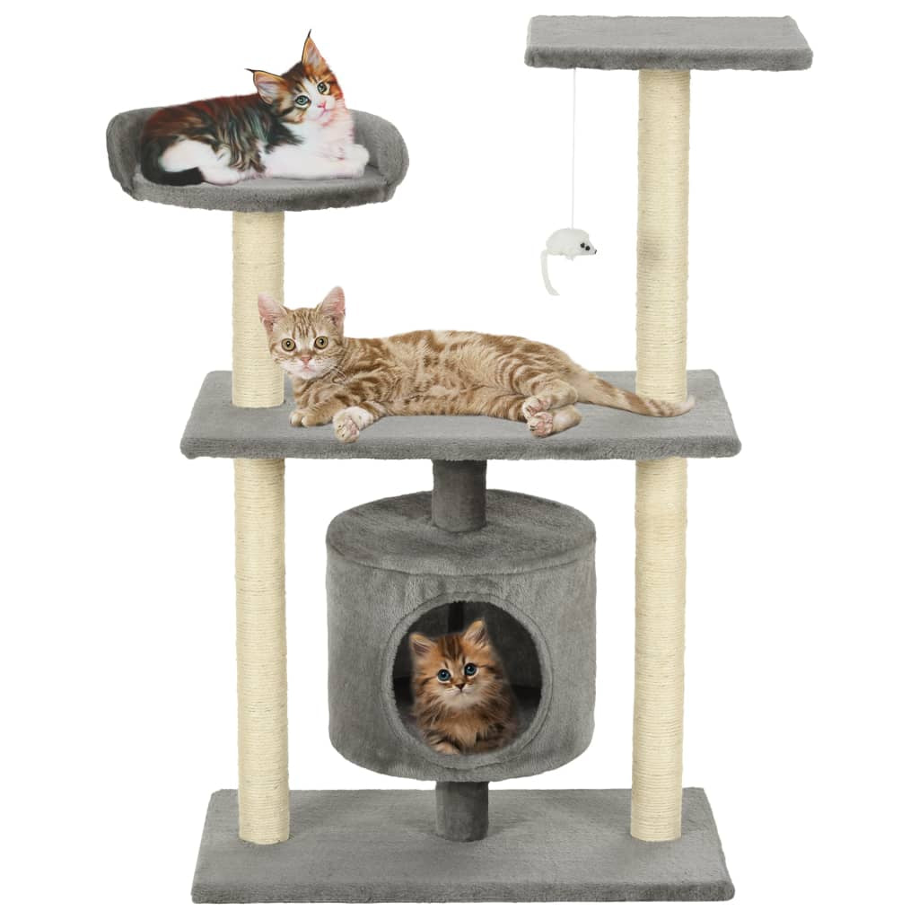 Vidaxl Rascador Para Gatos Con Postes Rascadores De Sisal 95 Cm Gris_1