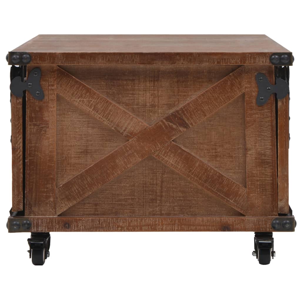 Mesa De Centro De Madera Maciza De Abeto Marrón 91x51x38 Cm_1