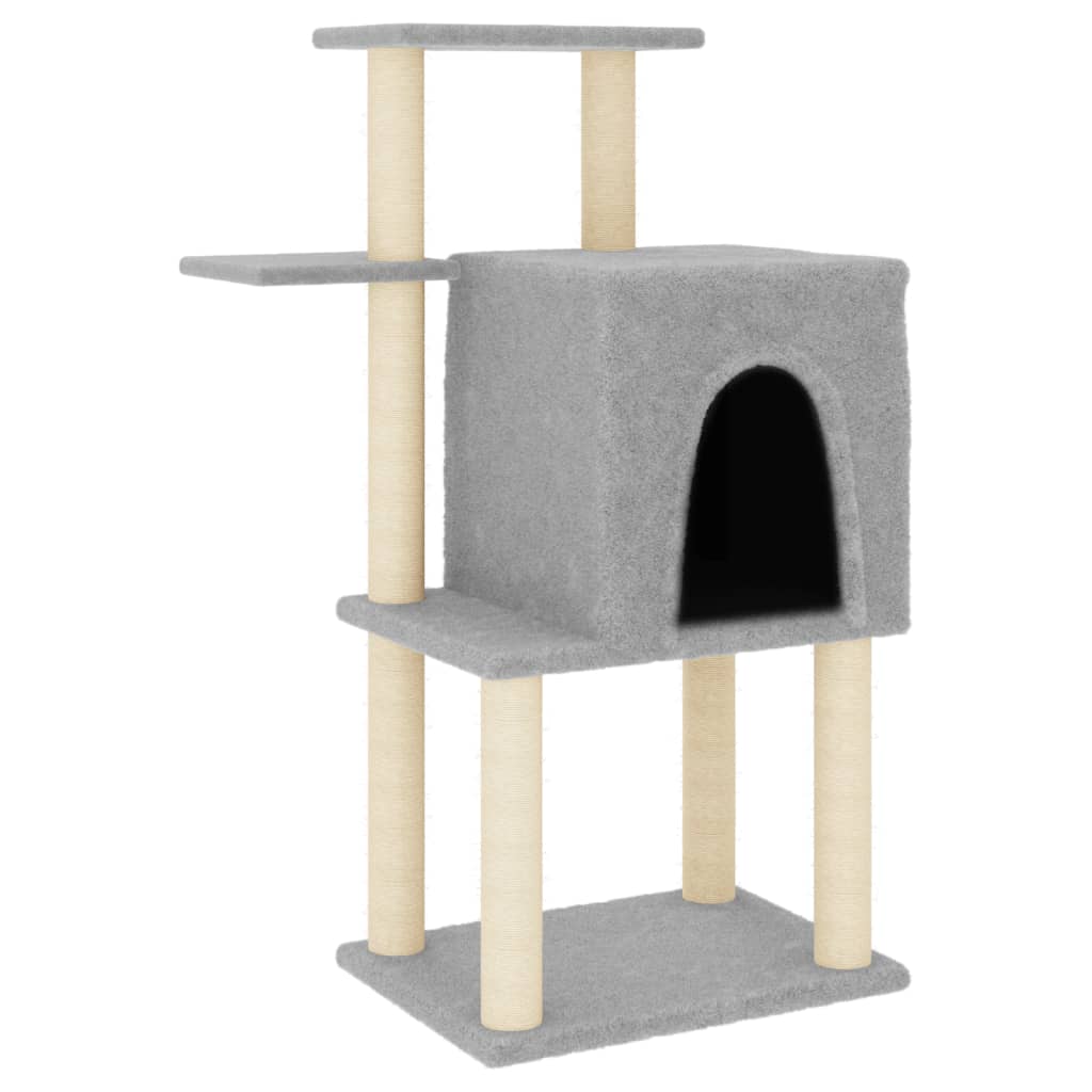 Rascador Para Gatos Con Postes De Sisal Gris Claro 97 Cm_0
