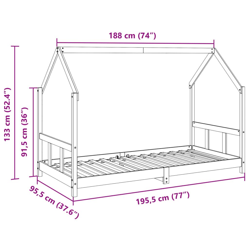 Vidaxl Estructura De Cama Infantil Madera De Pino Marrón Cera 90x190cm_2