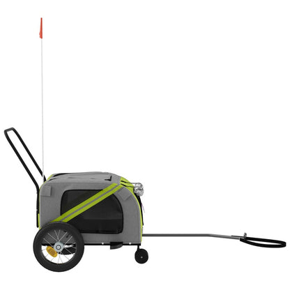Vidaxl Remolque De Bicicleta Mascotas Hierro Tela Oxford Verde Negro_5