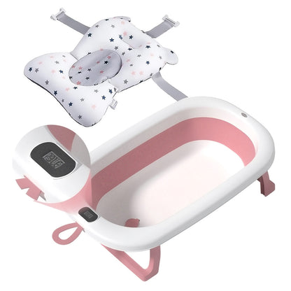 Bathby Bañera Plegable Rosa Para Bebés, Cojín Reductor, Termómetro, Patas Antideslizantes (rosa Pastel)