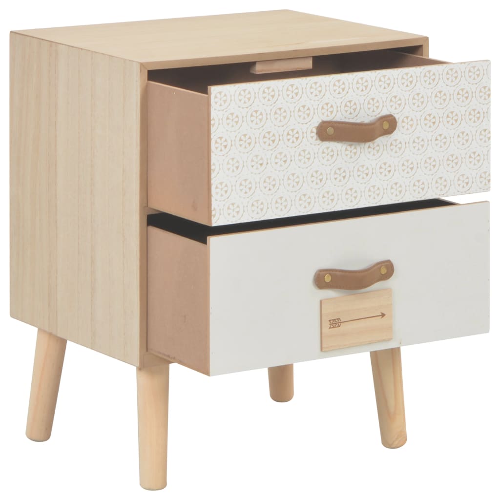 Mesita De Noche Con 2 Cajones Madera Maciza Pino 40x30x49,5 Cm_0