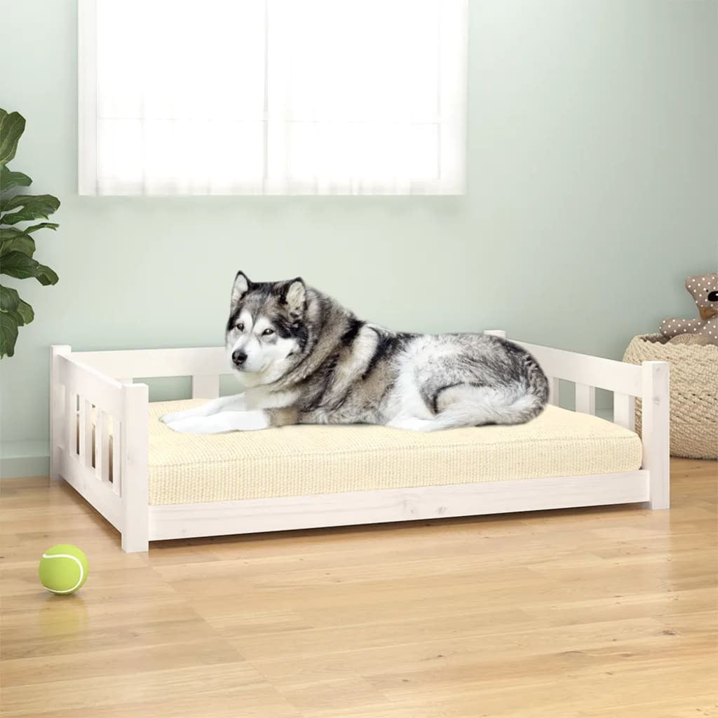 Vidaxl Cama Para Perros Madera Maciza De Pino Blanco 105,5x75,5x28 Cm_1