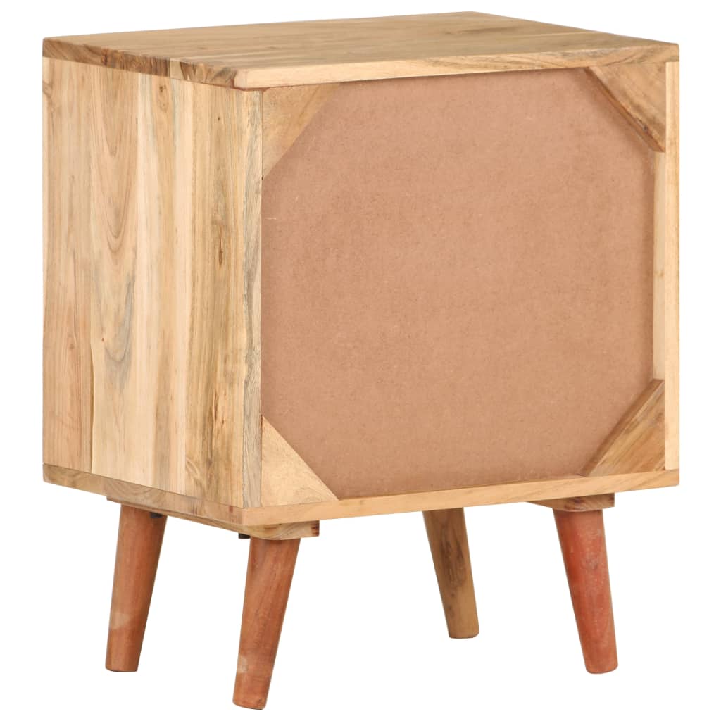 Mesita De Noche De Madera Maciza De Acacia 40x30x50 Cm_2