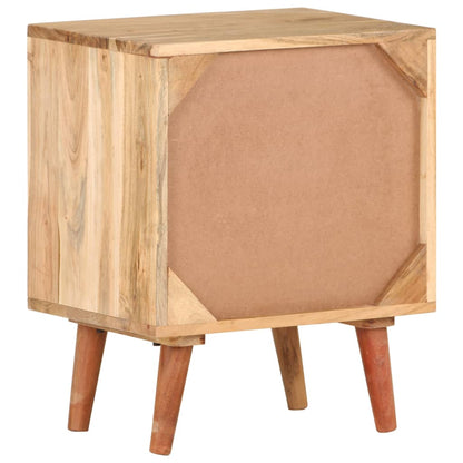 Mesita De Noche De Madera Maciza De Acacia 40x30x50 Cm_2