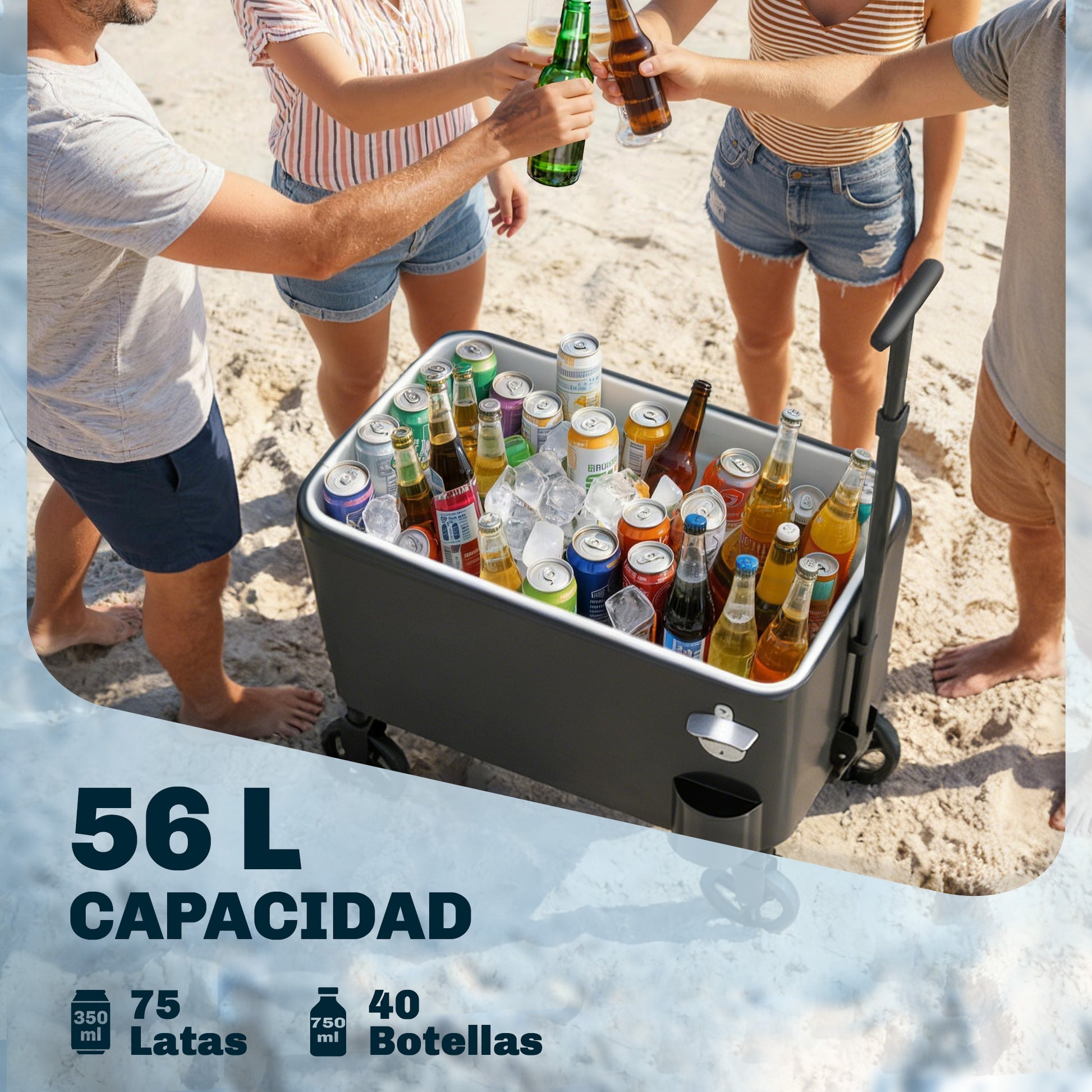 Outsunny Carrito Nevera De 56l Con Ruedas_3