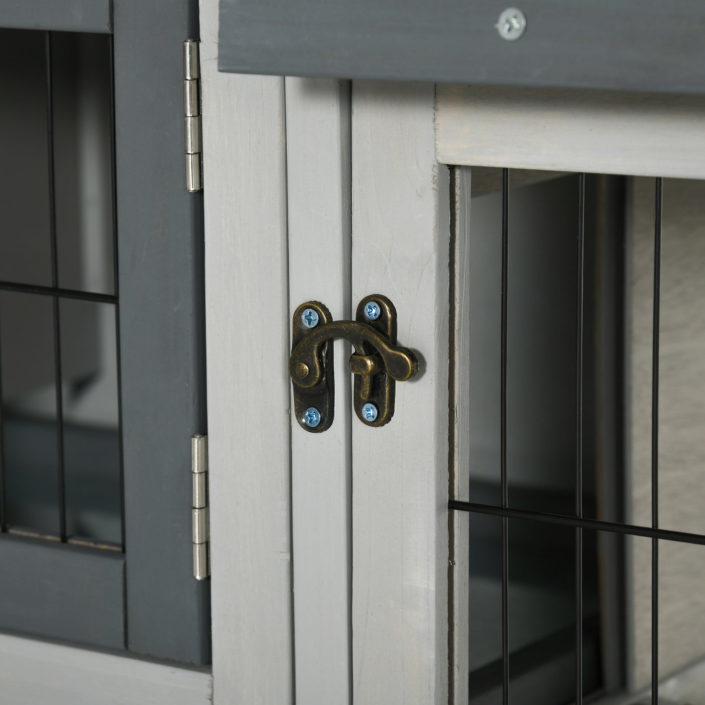 Pawhut Conejera De Madera Exterior Con Techo Asfáltico Abatible Corral De Metal_4