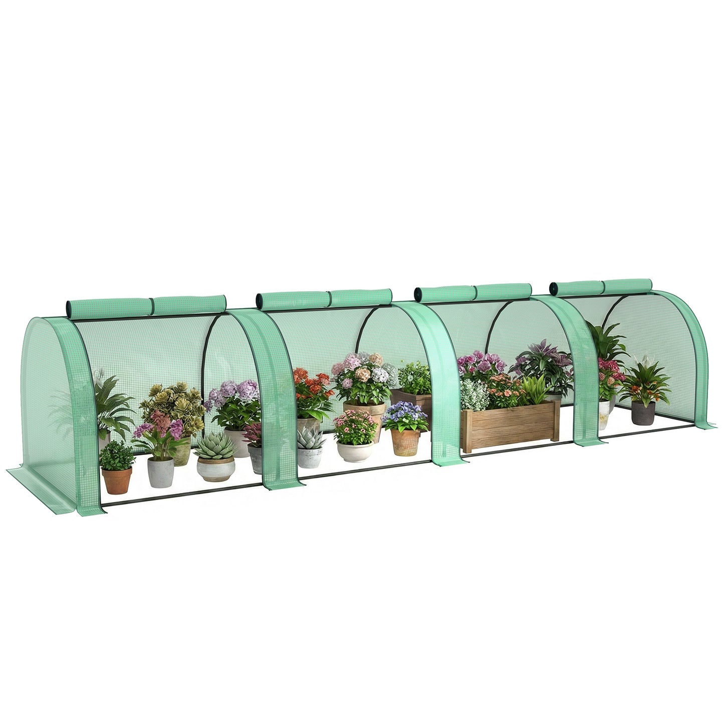 Outsunny Invernadero Con 4 Ventanas Estructura De Acero Y Pe 395x100x80 Cm Verde_0