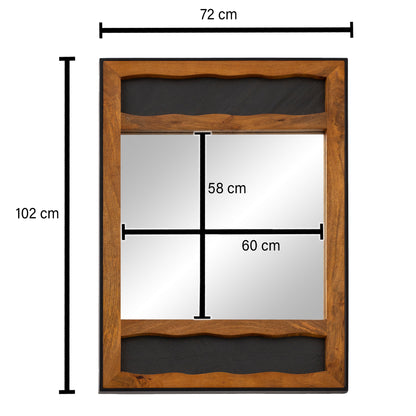 Espejo Pasillo Madera Maciza De Mango / Aspecto De Piedra 72x102x3 Cm_3