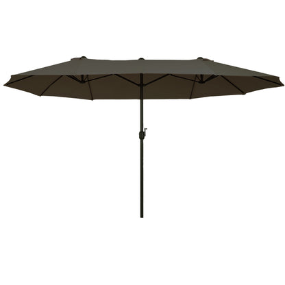 Sombrilla Doble Parasol Grande 4,55x2,65x2,38 M Con Manivela Manual Color Gris_0