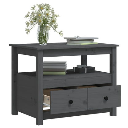 Mesa De Centro De Madera Maciza De Pino Gris 71x49x55 Cm_4