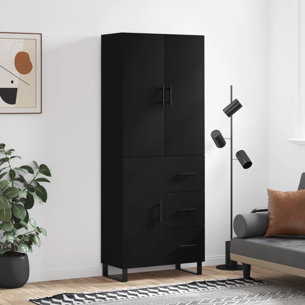 Aparador Alto Madera Contrachapada Negro 69,5x34x180 Cm_0
