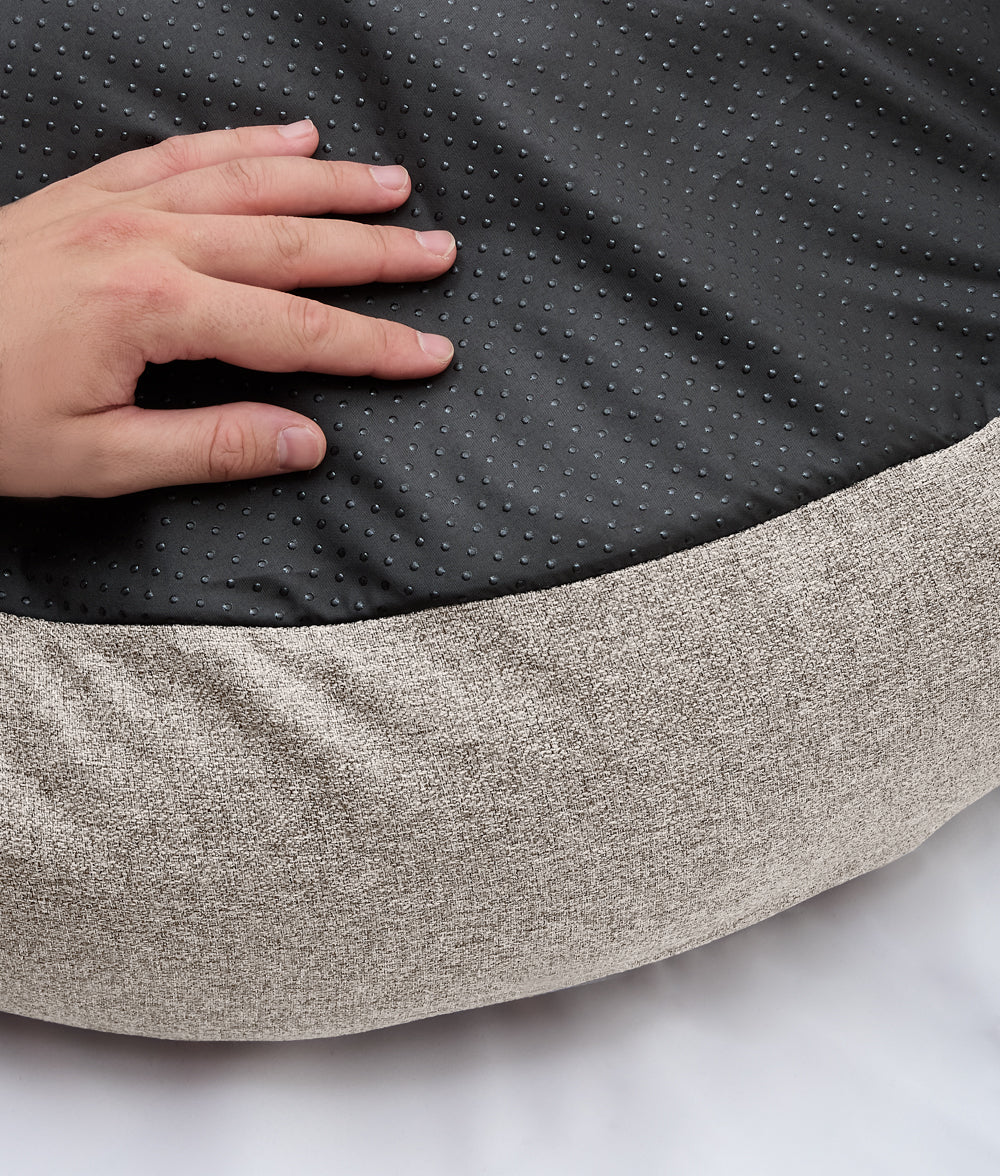 Cafide Cama Donut Para Perro Con Tejido De Chenilla Beige. Modelo Nuba. Talla L (100x100x25 Cm)_3