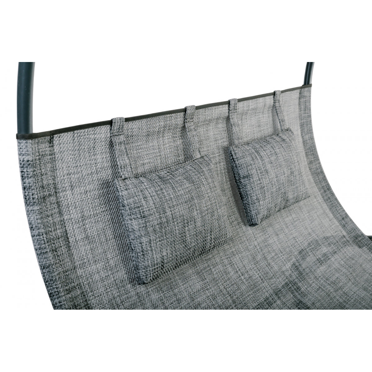 Hamaca De Jardín - Mecedora Doble Con Sombrilla Y Reposacabezas Gris 2 Personas Texaline 2x2 Y Acero - Muebles De Jardín - 136x165xh170cm_2