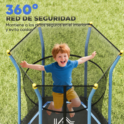 Homcom Cama Elástica Infantil De Jardín 122x111x190 Cm Carga 50 Kg Negro Y Azul_5