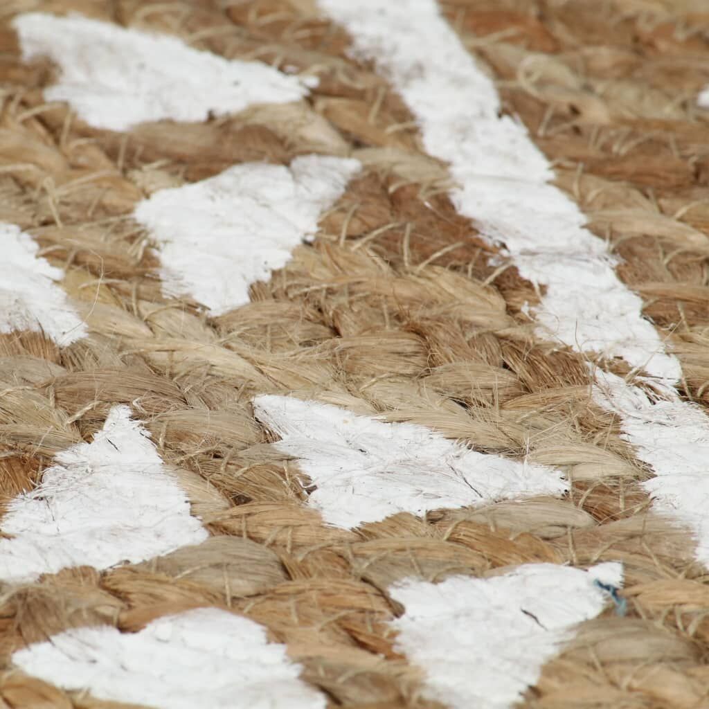 Vidaxl Alfombra De Yute Tejida A Mano Con Estampado Blanco 90 Cm_4