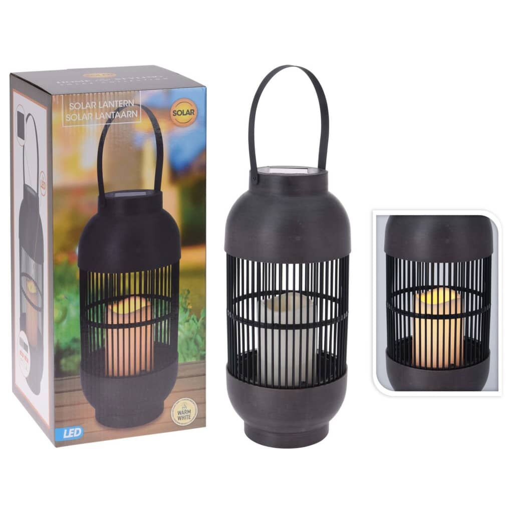 Progarden Farol Solar Led Con Vela Ratán Negro_1