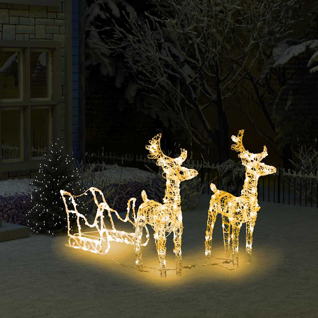 Vidaxl Reno Y Trineo Adorno Navideño 160 Leds Acrílico 130 Cm_1