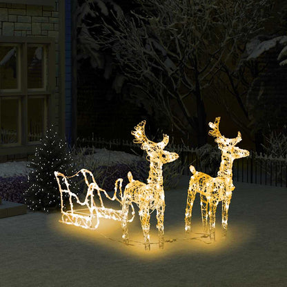 Vidaxl Reno Y Trineo Adorno Navideño 160 Leds Acrílico 130 Cm_1