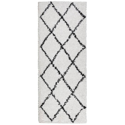 Alfombra De Pelo Largo Moderna Pamplona Crema Y Negro 80x200 Cm / Vetonek_1