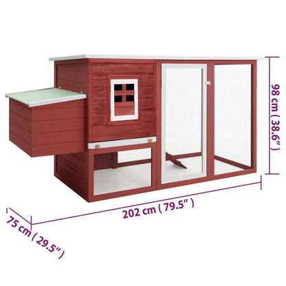 Vidaxl Gallinero Con 1 Jaula Para Huevos Madera Rojo_2