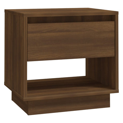 Mesita De Noche Madera De Ingeniería Marrón Roble 45x34x44 Cm_0